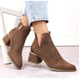 Potocki W WOL213B velúr magas sarkú bokacsizma, barna