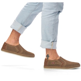 Bőr áttört cipő Rieker M RKR503A, bézs