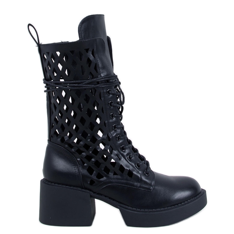 Vines Nero áttört bokacsizma fekete