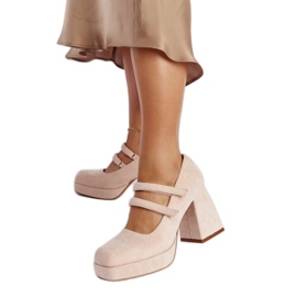 Világos rózsaszín pumpák masszív tömbsarokkal Cher Világos rózsaszín pumpák masszív tömbsarokkal Cher