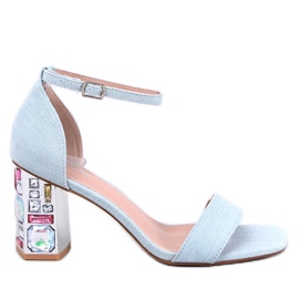 Whitneys Jean magas sarkú kövekkel díszített szandál kék