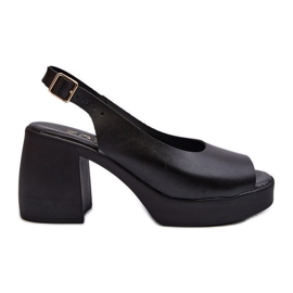 Zazoo 40376 bőr szandál vaskos magassarkúval, fekete Zazoo 40376 bőr szandál vaskos magassarkúval, fekete