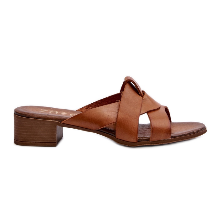 Zazoo 40236 női bőr papucs alacsony sarkú barna