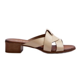 Zazoo 40236 női bőr papucs alacsony sarokkal, bézs