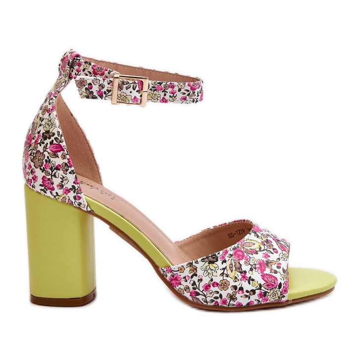 Sárga virágú magassarkú szandál Vitamella