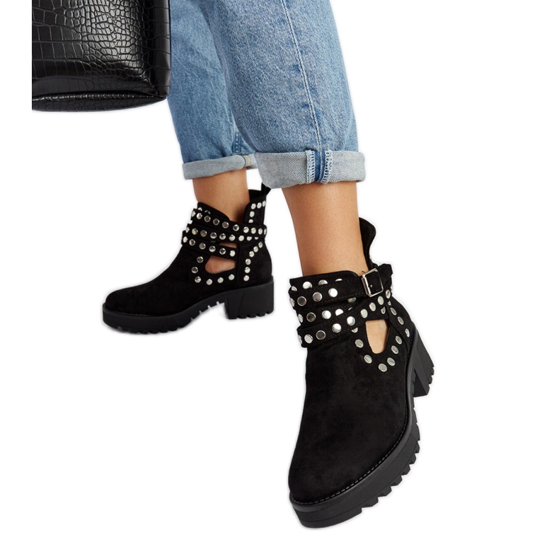 Fekete dekoratív Thomas platformcsizma