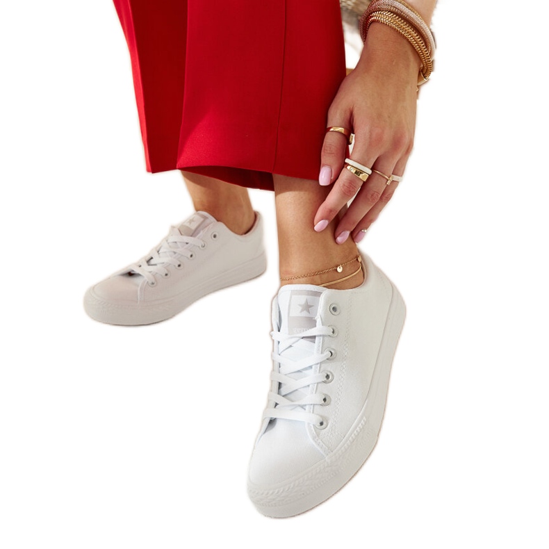 Sziklás fehér szövet tornacipő