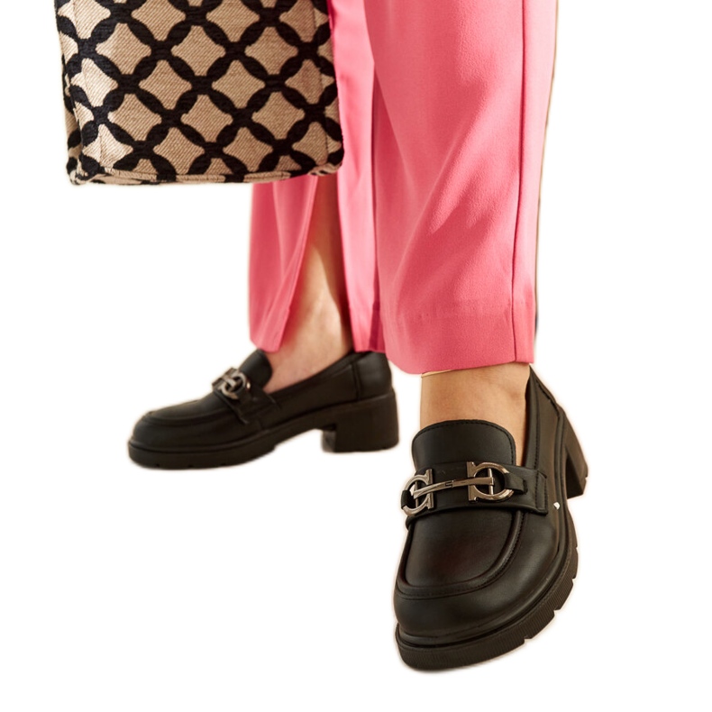 Fekete ekobőr Tytti mokaszinok