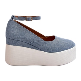 Női farmer Espadrilles Wedge Blue Malla kék