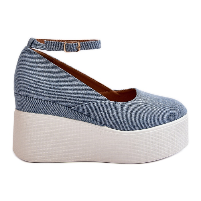 Női farmer Espadrilles Wedge Blue Malla kék