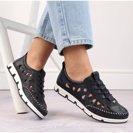 Női áttört bőrcipő, sötétkék Rieker 49956-14