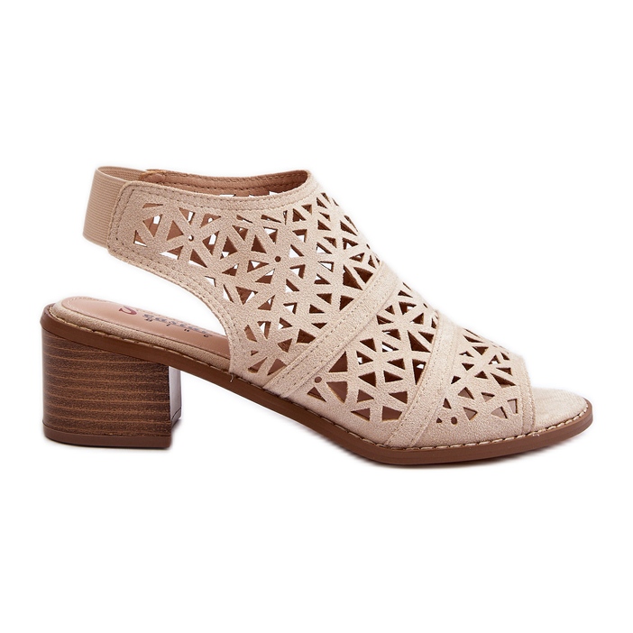 Bézs áttört magassarkú szandál Serapina