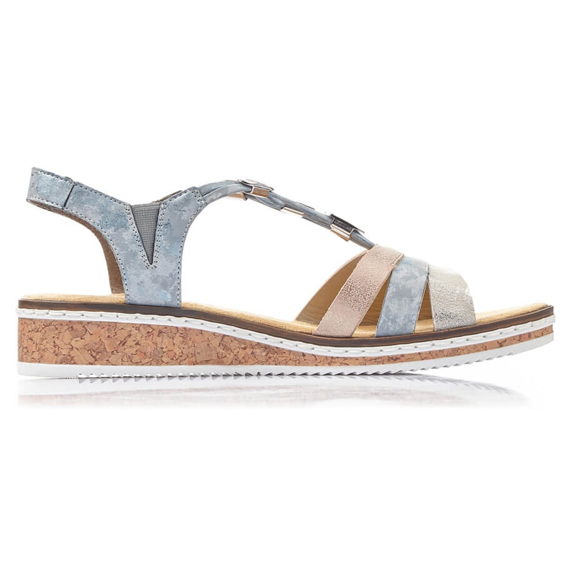 Kényelmes női bebújós ékszandál Rieker V36G4-40 kék