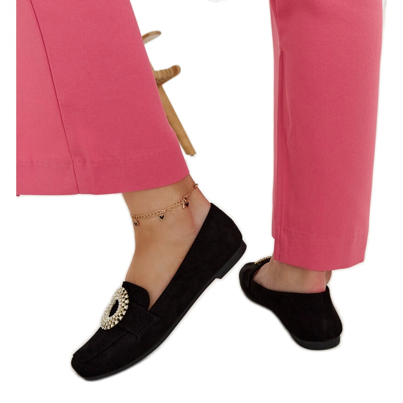 Fekete mokaszinok Celena strasszokkal díszítve Fekete mokaszinok Celena strasszokkal díszítve