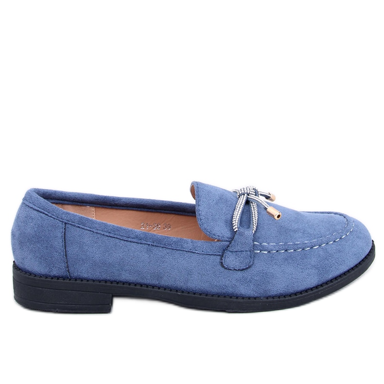 Saras Denim Blue női velúr mokaszinok kék
