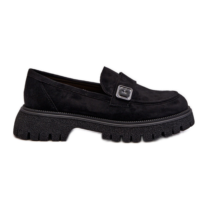 Vinceza Női mokaszin pántos fekete flanila