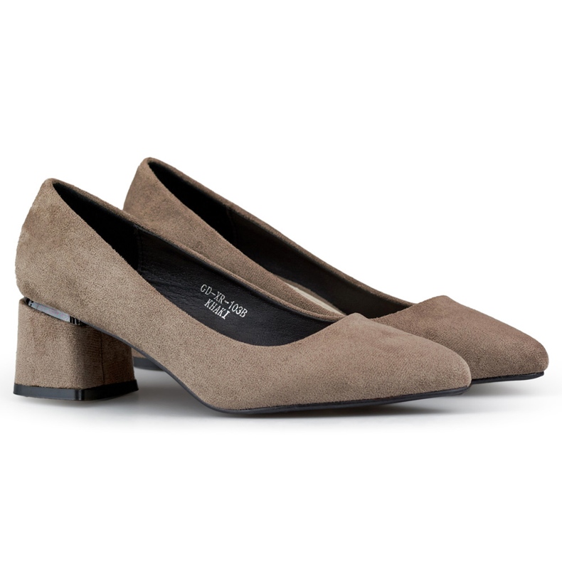 Velúr pumpák alacsony sarokkal, barna pumpák alacsony sarokkal