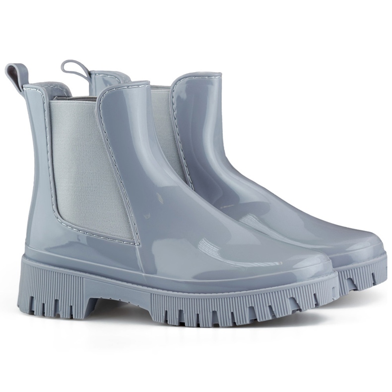 Szürke női Wellington csizma vastag talppal Szürke női Wellington csizma vastag talppal