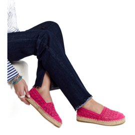 Sötét rózsaszín csipke espadrillák a Samra platformon