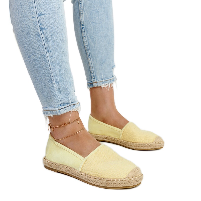 Sárga fényes espadrillák a Ming platformon
