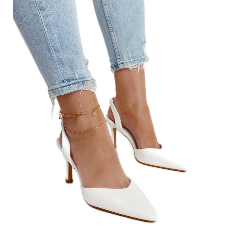 Fehér nyitott sarkú Fontanile magassarkú