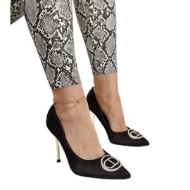 Fekete magassarkú Elife cirkóniákkal Fekete magassarkú Elife cirkóniákkal