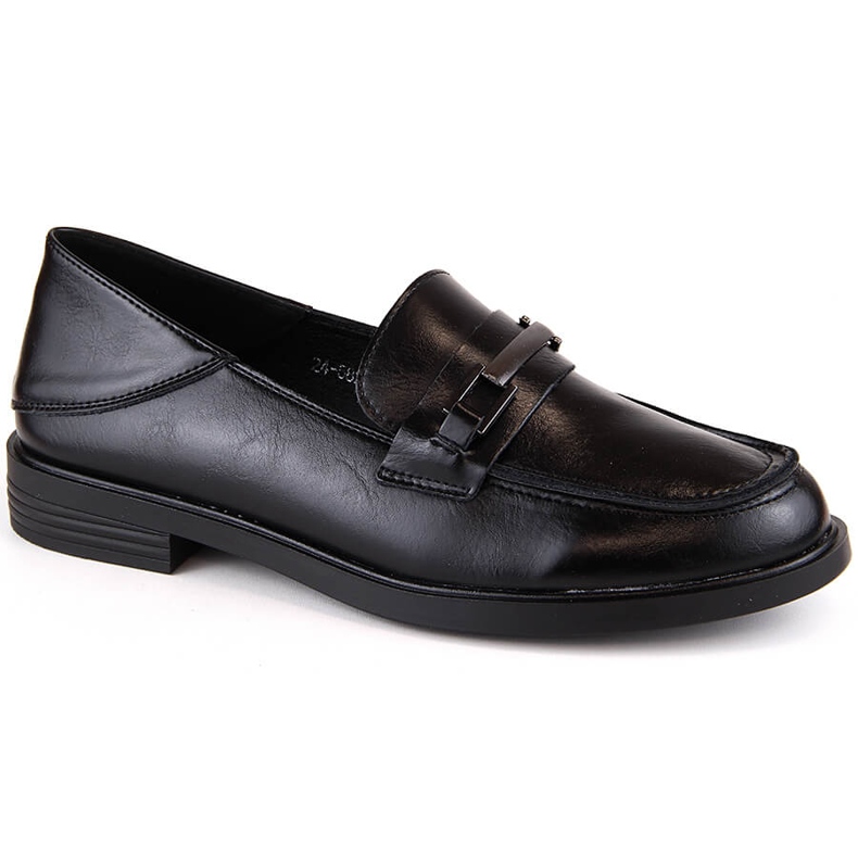 Női bőr alacsony sarkú mokaszin, fekete Vinceza 58233