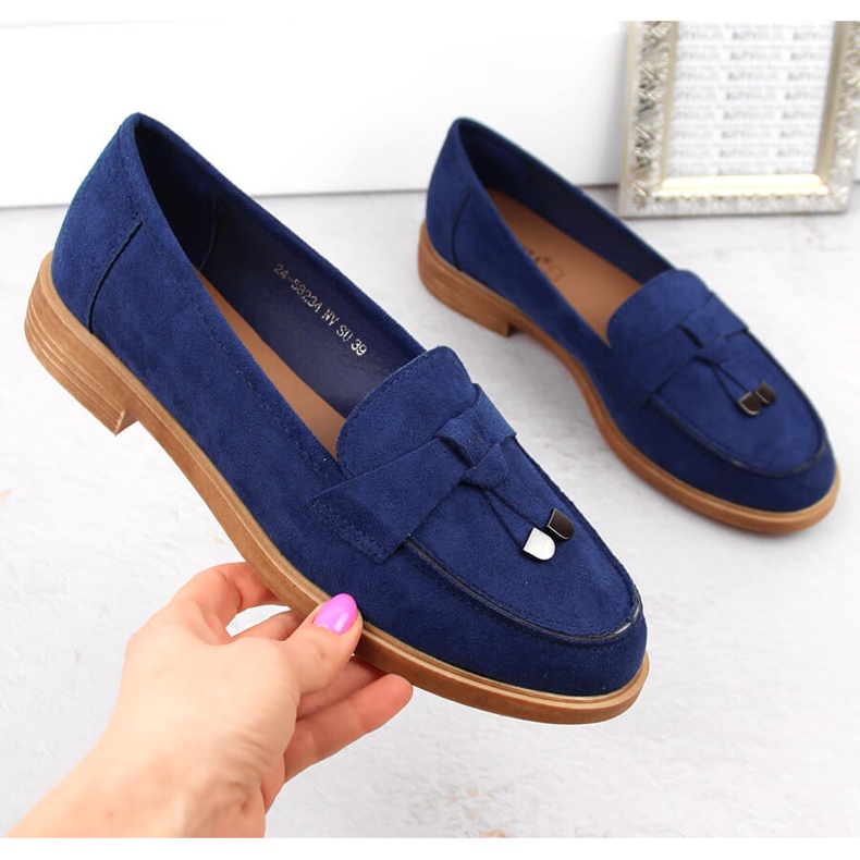 Kék Vinceza velúr női alacsony sarkú cipő