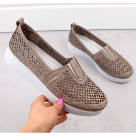 Női áttört bőrcipő, bézs T.Sokolski 0712