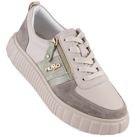 Bézs női bőrcipő a Filippo DP6121 platformon