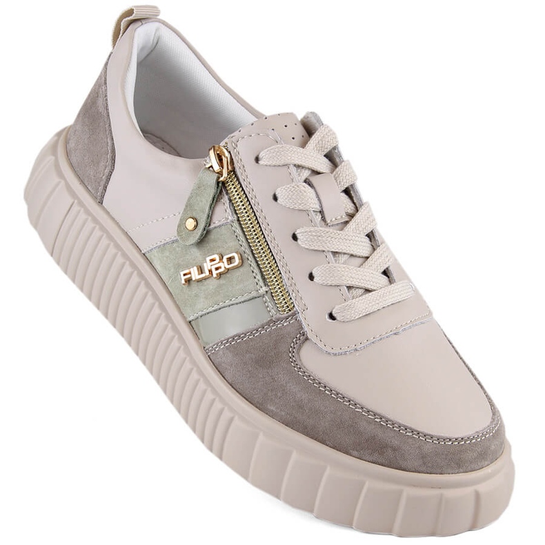 Bézs női bőrcipő a Filippo DP6121 platformon