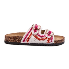 Női papucs parafa talppal, fehér Fannea