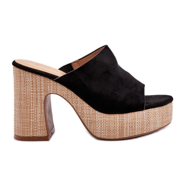 Női magassarkú papucs, fekete, Siobhan