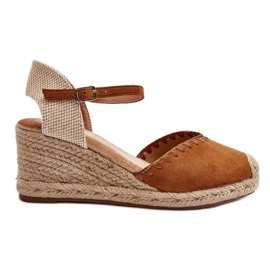 Velúr Espadrille Wedge szandál teve Raylin fonattal barna Velúr Espadrille Wedge szandál teve Raylin fonattal barna
