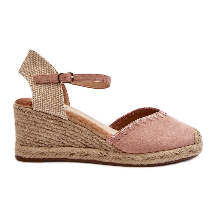 Velúr Espadrille Wedge szandál fonott Pink Raylin-nel rózsaszín