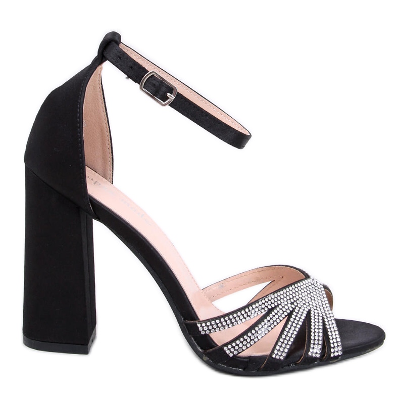 Nikitai Fekete magas sarkú szandál strasszokkal