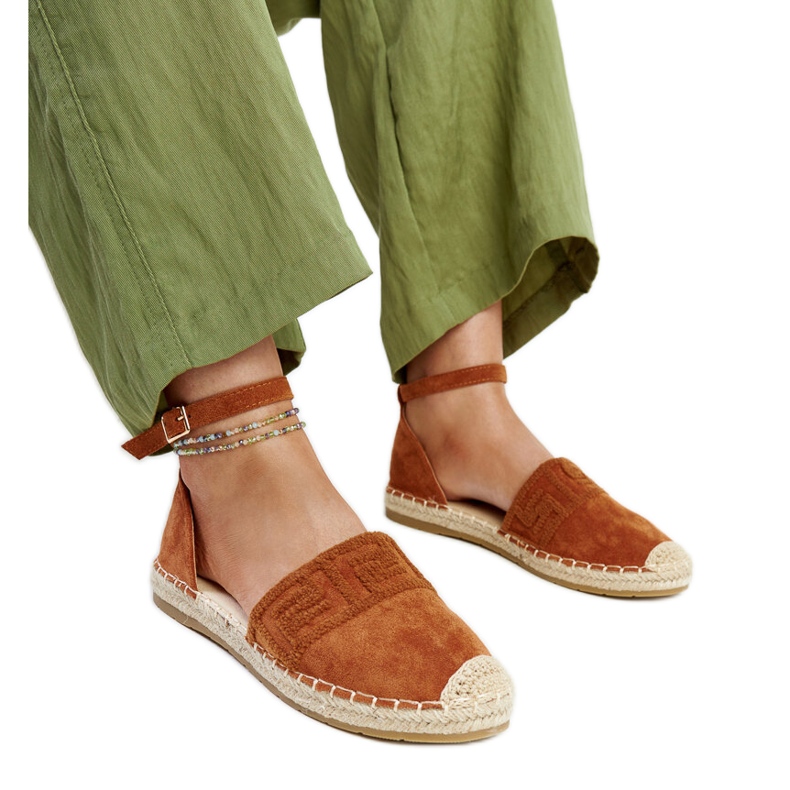 Barna espadrillák dekoratív Sonja hímzéssel