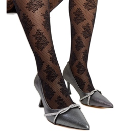 Grafit magassarkú Zdenka díszítéssel ezüst