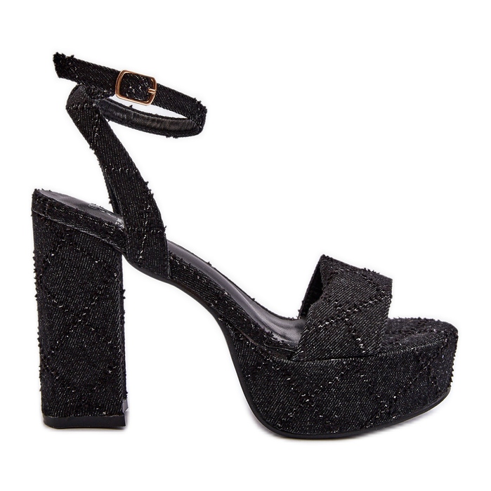 Farmer szandál magas sarkú Black Acrana fekete