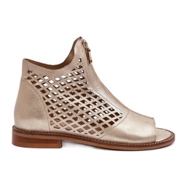 Zazoo 977/L áttört bőr szandál cipzárral, arany aranysárga Zazoo 977/L áttört bőr szandál cipzárral, arany aranysárga