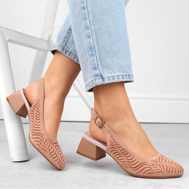 Női velúr teljes, alacsony sarkú szandál, rózsaszín Jezzi RMR2263-4