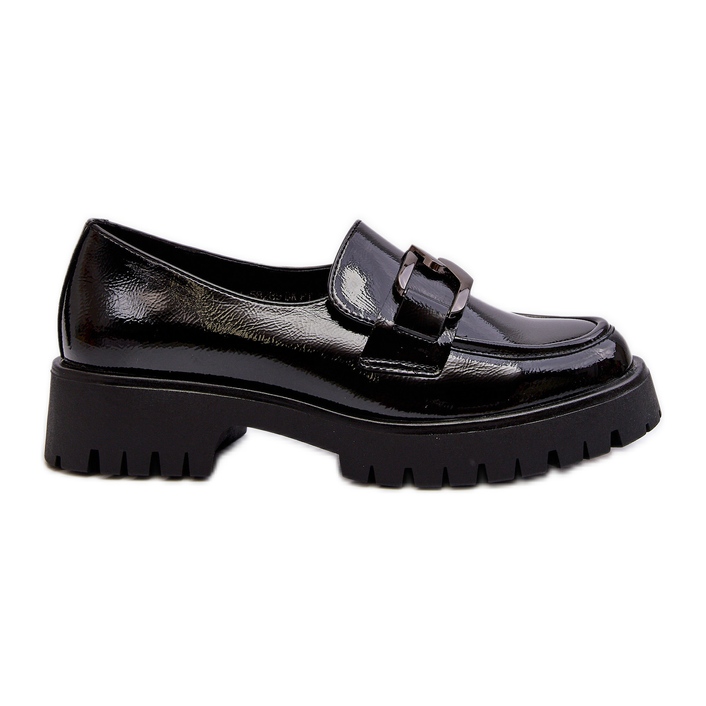 Vinceza Női lakkbőr mokaszin fekete Santtes