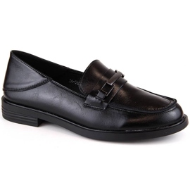 Vinceza W JAN280 fekete bőr alacsony sarkú cipő