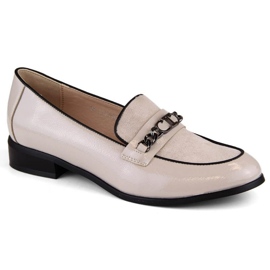 Potocki W WOL220 bézs lakkozott alacsony sarkú cipő