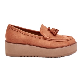 Női emelvényes mokaszinok rojtokkal, narancssárga Mialani Női emelvényes mokaszinok rojtokkal, narancssárga Mialani