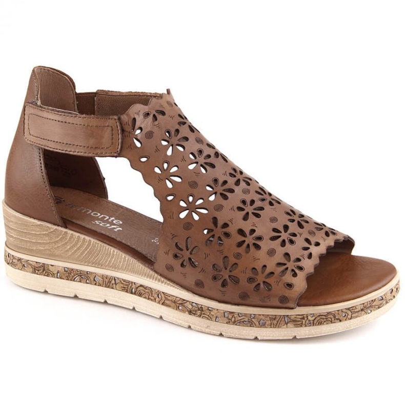 Rieker Bőr kényelmes szandál Remonte W RKR655 barna