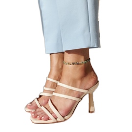 Világos bézs Semira magas sarkú papucs Világos bézs Semira magas sarkú papucs