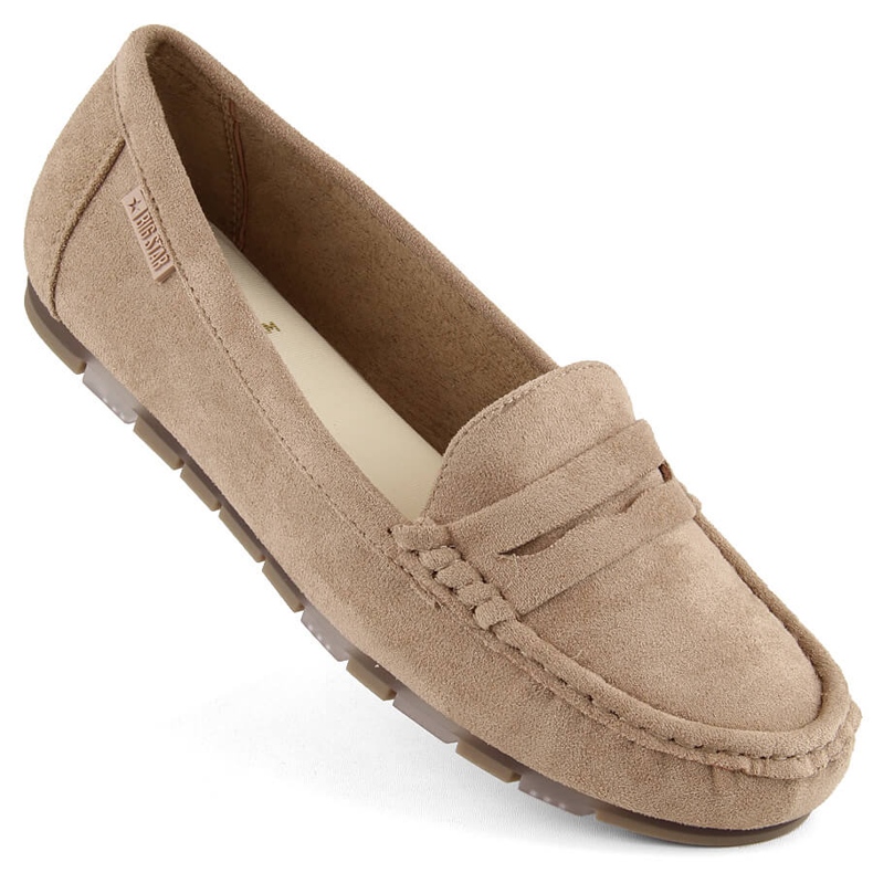 Kényelmes bézs velúr női mokaszin Big Star NN274930