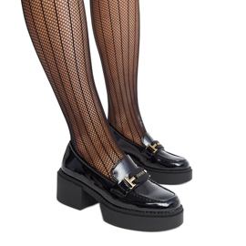 Vinceza fekete lakk magas sarkú cipő