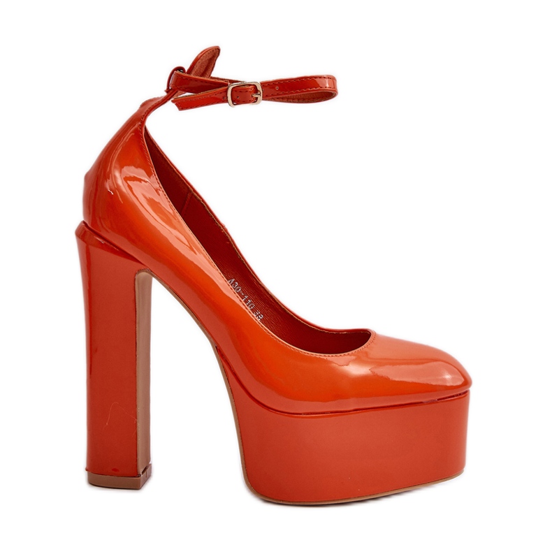 Lakkbőr pumpák masszív platformon és sarokkal, narancssárga Ninames